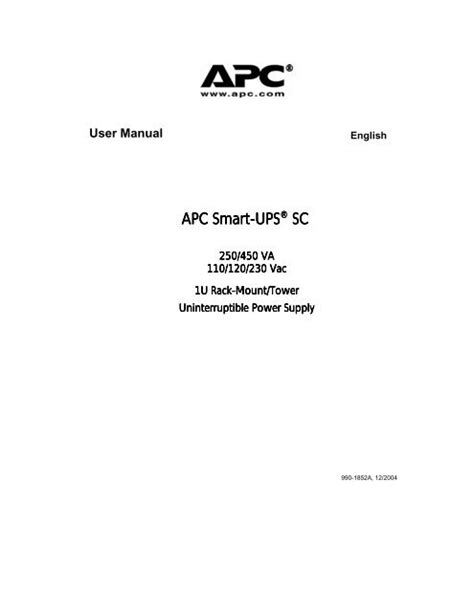 smart UPS sc 450 manual